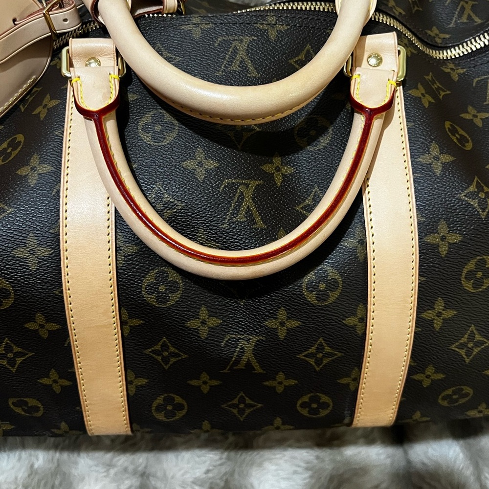 Louis Vuitton Black and Tan Monogram Travel Bag